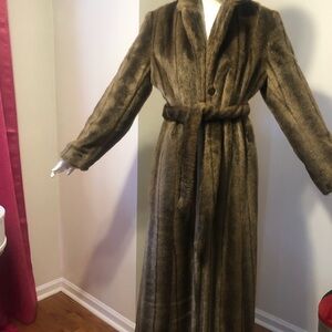 Moda International Brown Faux Mink Fur Coat